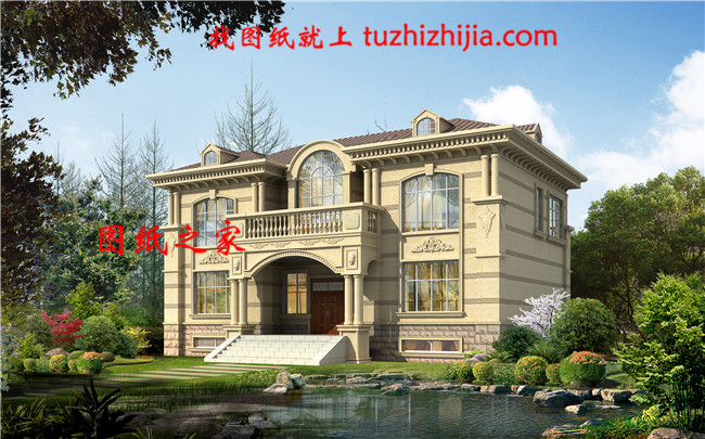 帶地下室二層精致歐式小別墅圖片，占地160平米左右