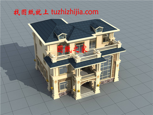 新式帶挑空客廳三層鄉(xiāng)村別墅設(shè)計(jì)圖，占地170平左右