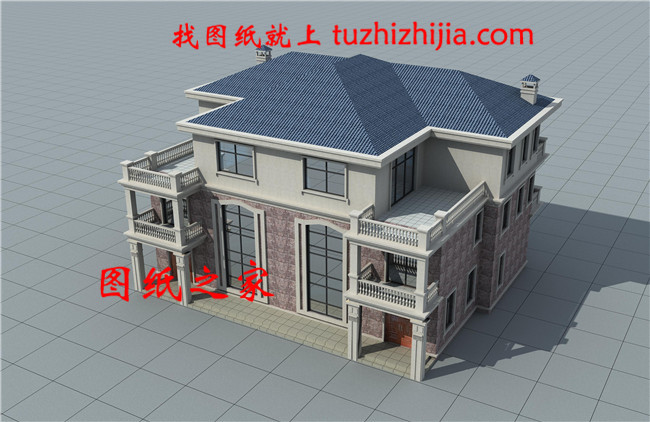 最新設(shè)計(jì)出圖的三層雙拼自建房圖片，占地260平方米