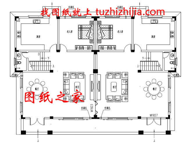 最新設(shè)計(jì)出圖的三層雙拼自建房圖片，占地260平方米