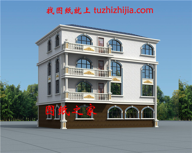 2019農(nóng)村四層樓房外形設(shè)計(jì)圖，占地150平米左右