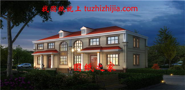 簡單大氣二層雙拼樓房、兩兄弟聯(lián)拼別墅房屋設計圖