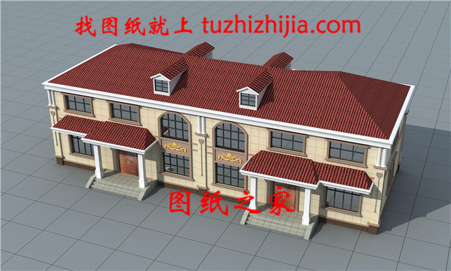 簡單大氣二層雙拼樓房、兩兄弟聯(lián)拼別墅房屋設計圖