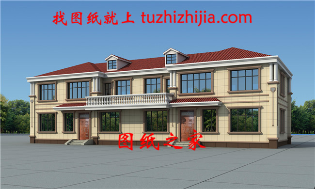 簡單大氣二層雙拼樓房、兩兄弟聯(lián)拼別墅房屋設計圖