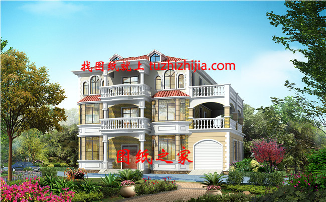 新款歐式帶車庫(kù)農(nóng)村住宅，占地207平方米左右