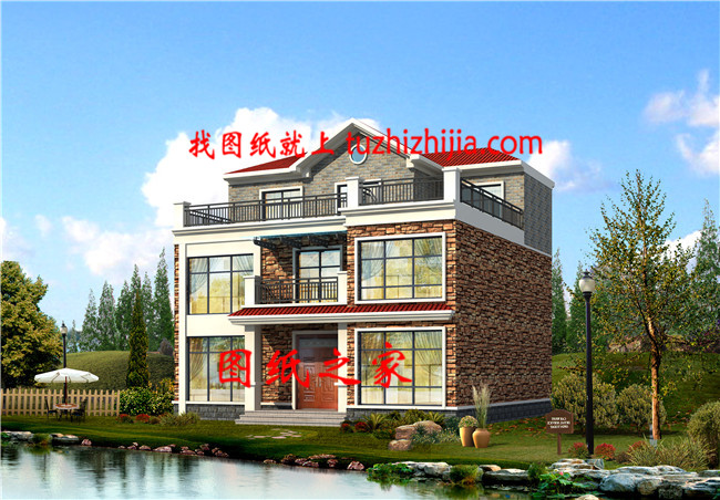  現(xiàn)代簡約帶大露臺和書房三層鄉(xiāng)村別墅