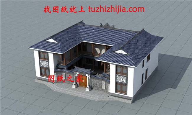 中式二層別墅小樓設(shè)計(jì)圖