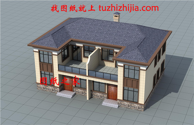 200平米新中式二層雙拼樓房設計圖，實用美觀，單戶面積100平米