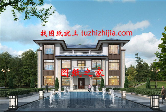 現(xiàn)代簡歐帶健身房+影音室三層自建別墅