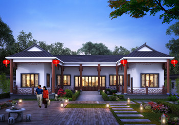 農(nóng)村現(xiàn)代新中式三合院設(shè)計(jì)圖及效果圖片，外觀(guān)好看極了