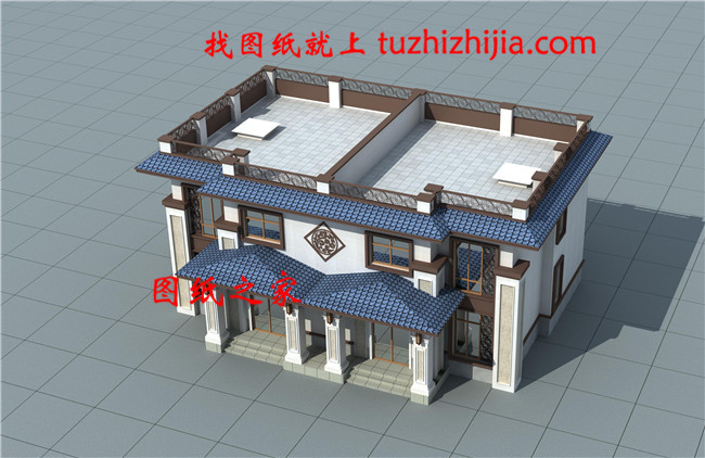 45萬新中式二層雙拼自建房別墅設(shè)計圖，一座矗立在山頂?shù)纳裨? width=