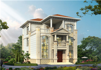 10X13米新款歐式三層別墅樓房設(shè)計圖，外觀清新明亮