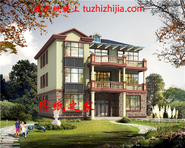 大氣美觀鄉(xiāng)村三層樓房設(shè)計(jì)戶型圖，占地168平方米