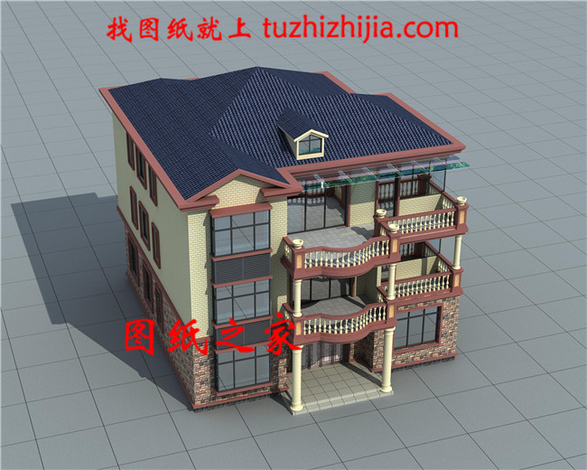 大氣美觀鄉(xiāng)村三層樓房設(shè)計(jì)戶型圖，占地168平方米