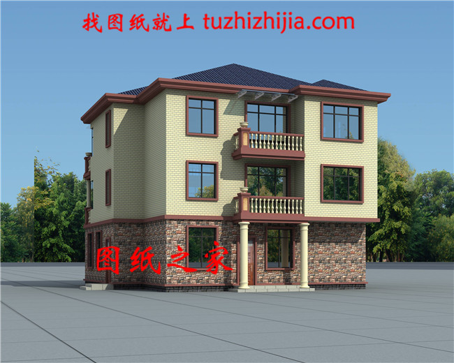 大氣美觀鄉(xiāng)村三層樓房設(shè)計(jì)戶型圖，占地168平方米