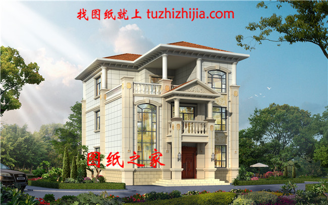 10X13米最新歐式三層別墅樓房設(shè)計(jì)圖，外觀清新明亮