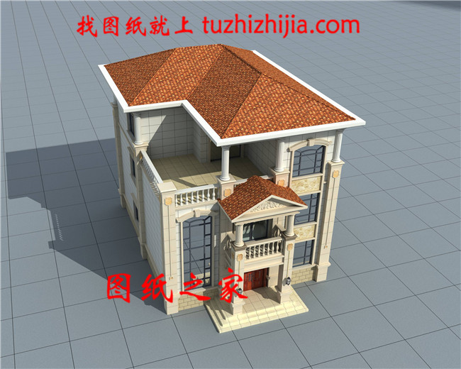 10X13米最新歐式三層別墅樓房設(shè)計(jì)圖，外觀清新明亮