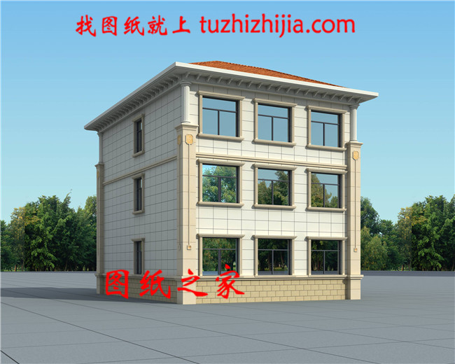 10X13米最新歐式三層別墅樓房設(shè)計(jì)圖，外觀清新明亮