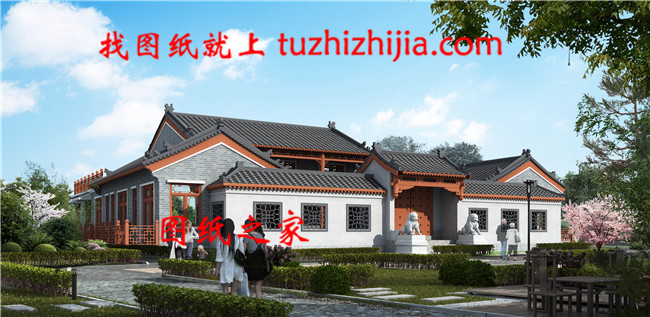 精美二層中式四合院別墅設(shè)計圖，外型設(shè)計十分漂亮