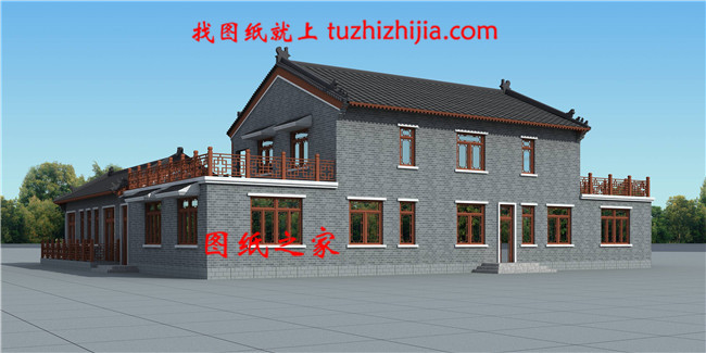 精美二層中式四合院別墅設(shè)計圖，外型設(shè)計十分漂亮