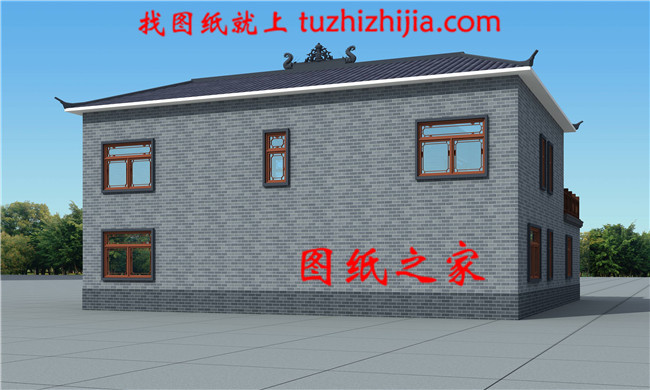 2019新款二層四合院別墅設(shè)計圖，帶露臺設(shè)計