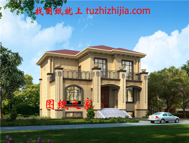 帶地下室二層別墅戶型設(shè)計(jì)圖，占地140平左右