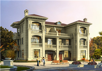 17X12米三層雙拼別墅自建房設(shè)計(jì)圖，歐式風(fēng)格，戶型方正