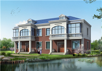 農(nóng)村別墅220-240平米的雙拼自建房設(shè)計(jì)圖，屋頂帶老虎窗