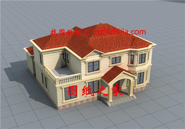 帶露臺(tái)歐式二層自建房設(shè)計(jì)圖