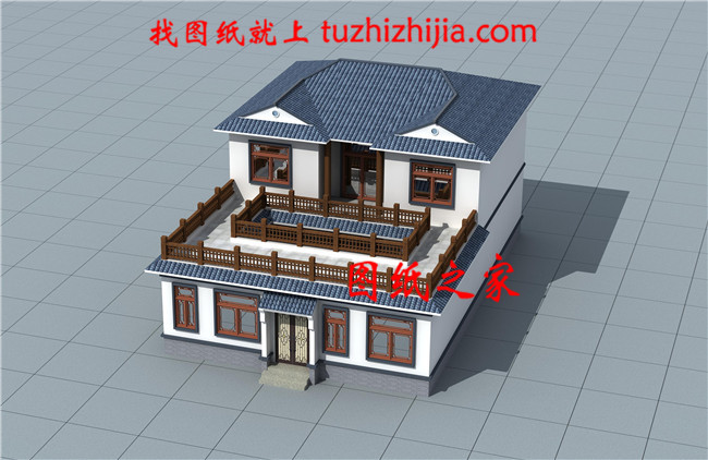 二層新中式帶連廊及下沉庭院獨(dú)棟別墅設(shè)計(jì)圖