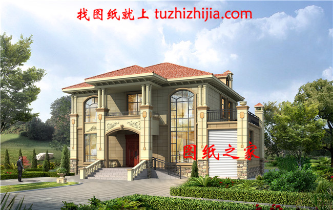 帶車庫二層現(xiàn)代歐式小別墅設(shè)計(jì)圖