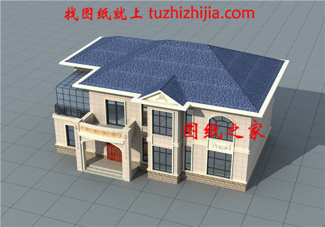 全套歐式二層別墅設(shè)計(jì)cad圖紙，含效果圖，帶車庫