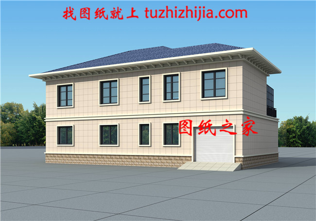 全套歐式二層別墅設(shè)計(jì)cad圖紙，含效果圖，帶車庫