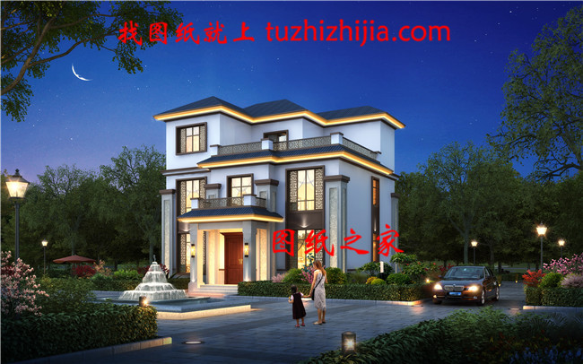 110平方米新農(nóng)村三層房屋設(shè)計(jì)圖，含外觀效果圖