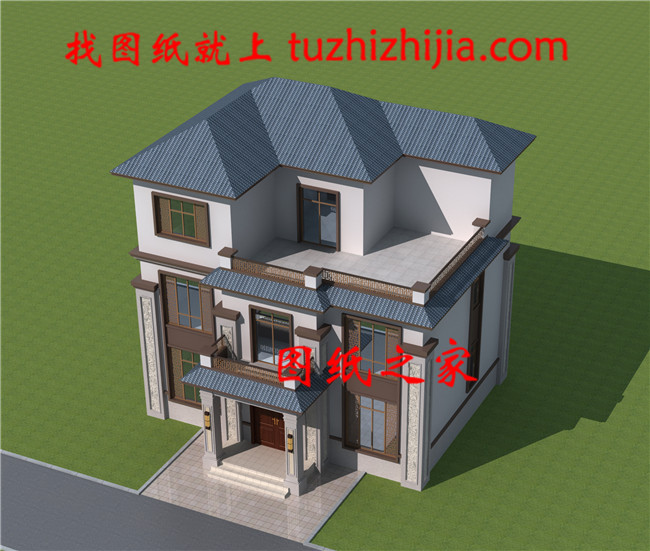 110平方米新農(nóng)村三層房屋設(shè)計(jì)圖，含外觀效果圖