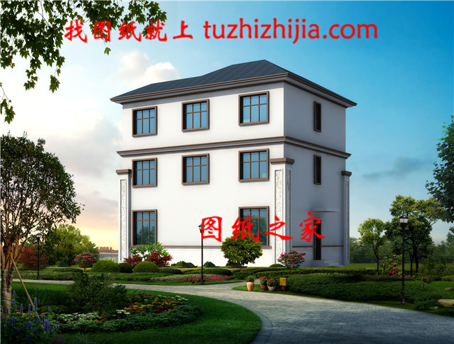 110平方米新農(nóng)村三層房屋設(shè)計(jì)圖，含外觀效果圖