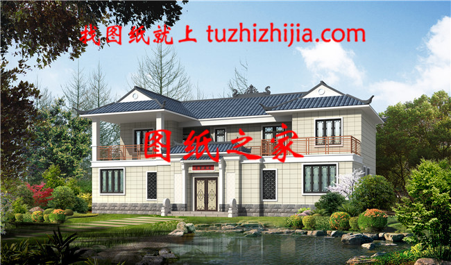 占地157平方米左右二層現(xiàn)代中式四合院自建房