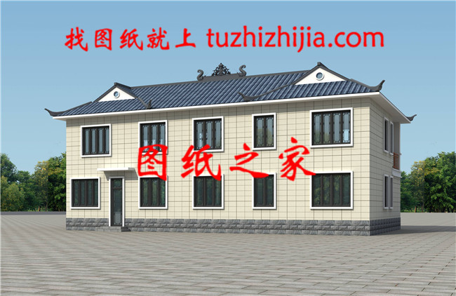 占地157平方米左右二層現(xiàn)代中式四合院自建房