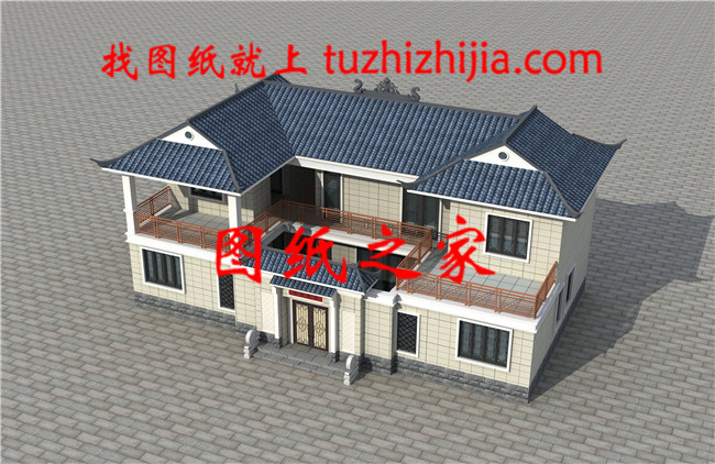 占地157平方米左右二層現(xiàn)代中式四合院自建房