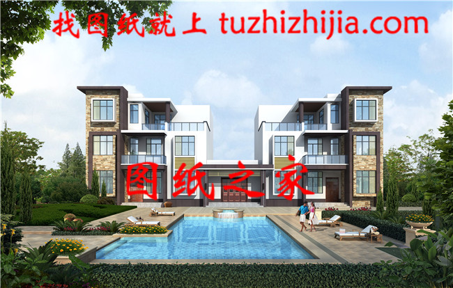 帶祖堂時(shí)尚簡(jiǎn)約三層雙拼別墅設(shè)計(jì)圖
