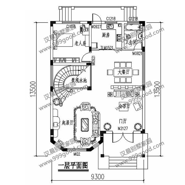 農(nóng)村小開間別墅設(shè)計(jì)圖，帶旋轉(zhuǎn)樓梯，挑空客廳，非常漂亮