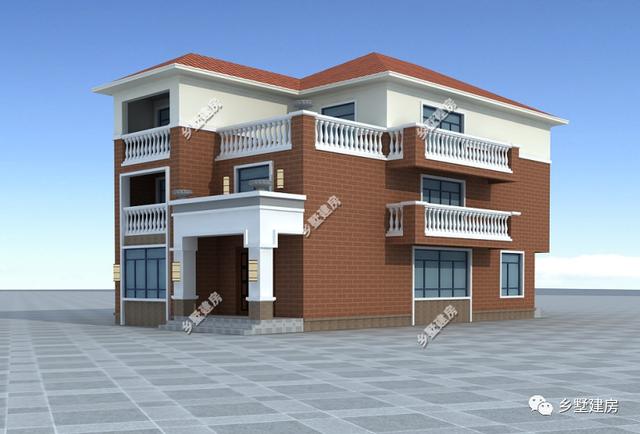 開間小的農(nóng)村三層別墅設(shè)計圖，經(jīng)典沉穩(wěn)不失大氣，最適合農(nóng)村建造