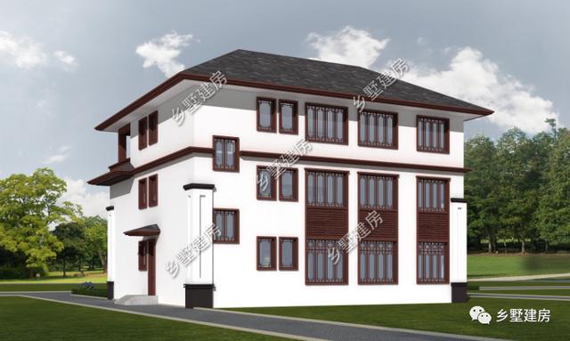 新中式風(fēng)格農(nóng)村自建別墅設(shè)計(jì)圖，充分展示了中國(guó)風(fēng)建筑的魅力