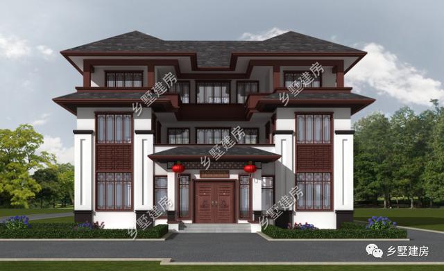 新中式風(fēng)格農(nóng)村自建別墅設(shè)計(jì)圖，充分展示了中國(guó)風(fēng)建筑的魅力