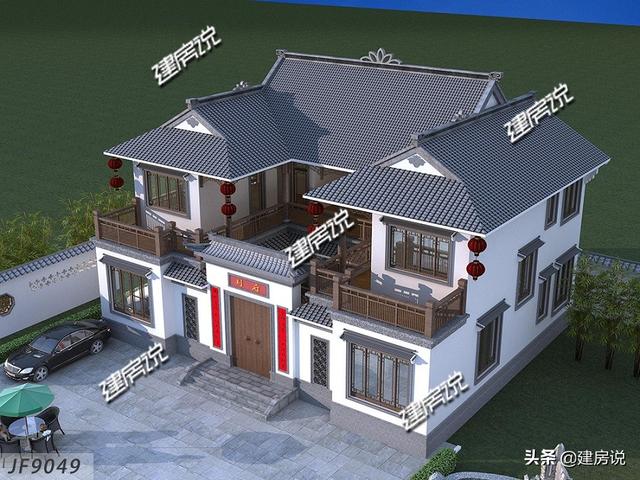 中式四合院別墅設(shè)計圖，2024建新房，要建就建最牛逼的中式別墅