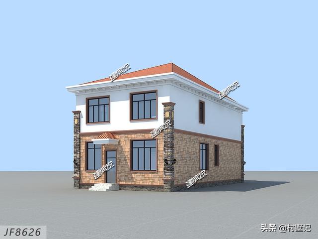 小宅基地照樣可以蓋別墅，現(xiàn)推一款面寬8米的二層別墅設(shè)計圖，時尚美觀