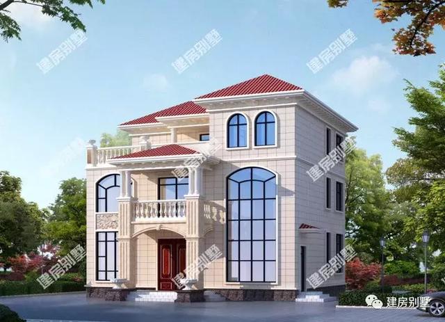 帶落地窗和涼亭現(xiàn)代農(nóng)村自建房設(shè)計(jì)圖，造型簡(jiǎn)約大方，室內(nèi)舒適大氣