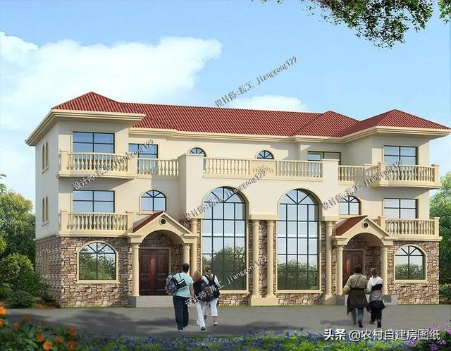 復(fù)式雙拼三層農(nóng)村自建別墅設(shè)計(jì)圖，兄弟一起建最好