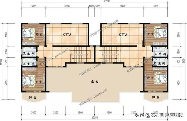 復(fù)式雙拼三層農(nóng)村自建別墅設(shè)計(jì)圖，兄弟一起建最好