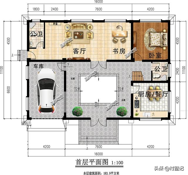 5款帶車(chē)庫(kù)農(nóng)村別墅設(shè)計(jì)圖，二層和三層都有，想建幾層任你選擇！